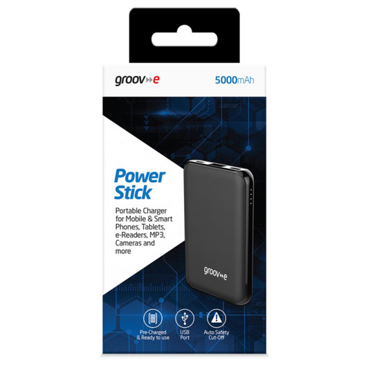 Groov-e GVCH5000BK Portable Power Bank│Dual Input & Output Ports│Black│InUK