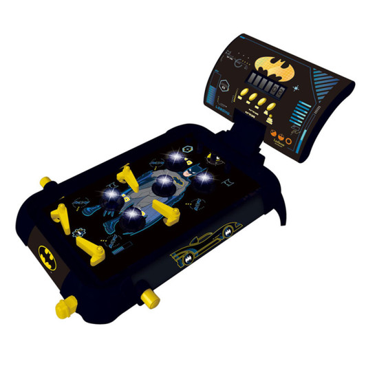 LEXIBOOK JG610BAT Batman Electronic Pinball Machine, Fun Sounds and Light Effects, 5 Obstacles, Works with 3 LR14 Batteries, Black/Yellow