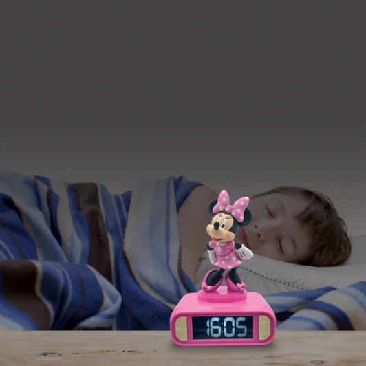 Lexibook RL800MN 3D Minnie Mouse Childrens Clock with Night Light