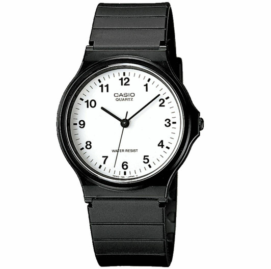 Casio MQ-24-7BLL Mens Watch with White Dial Analogue Display and Black Resin Strap