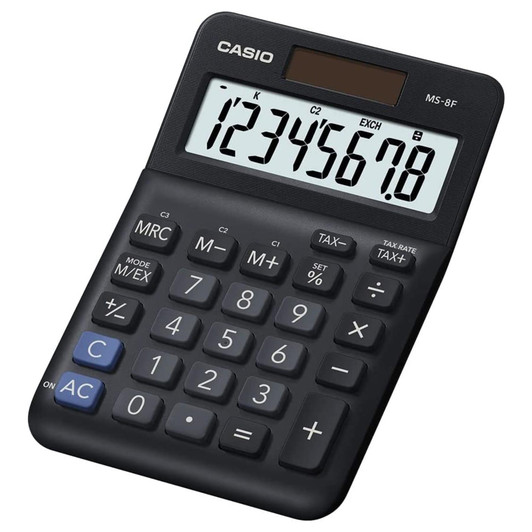 Casio MS8F-WA Desk Calculator with Tax Calculations for Office & Home Use Black