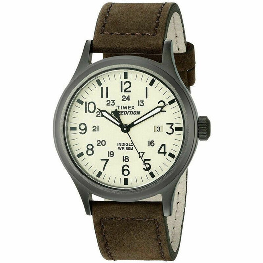 Timex T49963 Mens Expedition Watch Indiglo Night Light Date Nylon Strap - Brown