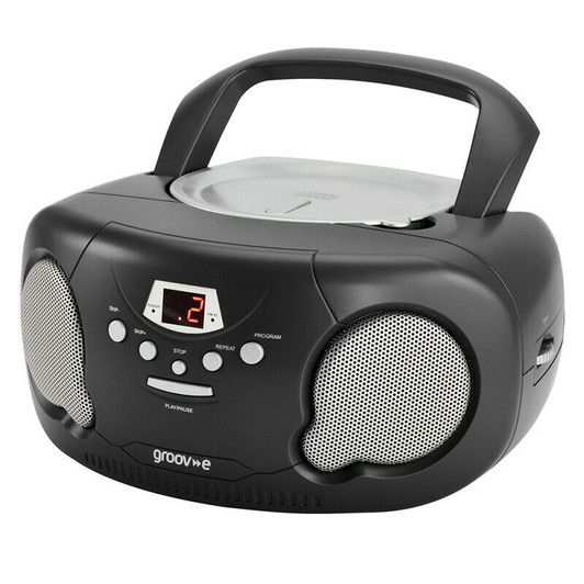 Groov-e Original Boombox Portable CD Player with AM FM Radio LED Display