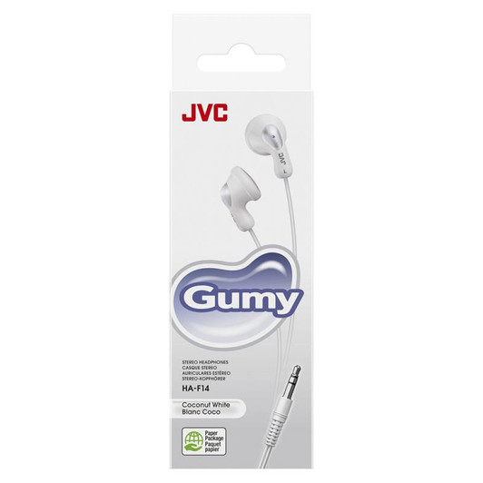 JVC Gumy Stereo In-Ear Wired Earphones 3.5mm Stereo Plug 1m Cord Coconut White
