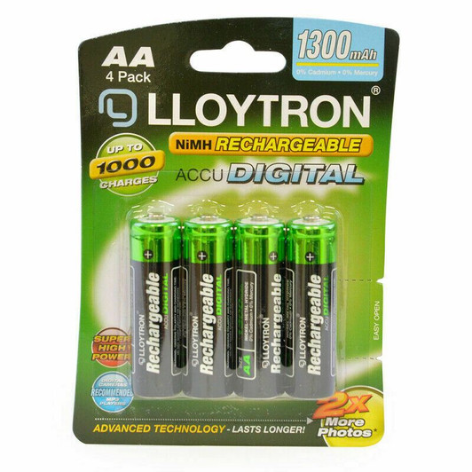 Lloytron B012 Rechargeable Accudigital AA Ni-MH Batteries 1300mAh - 4 Pack