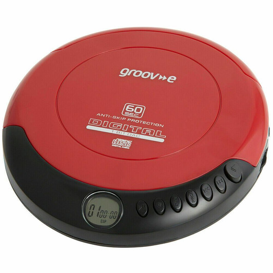 Groov-e Retro Series Personal Portable�CD Player with Earphones LCD Display Red