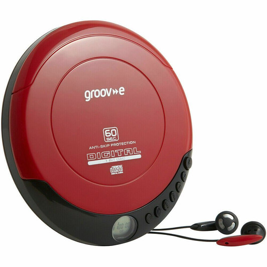 Groov-e Retro Series Personal Portable�CD Player with Earphones LCD Display Red