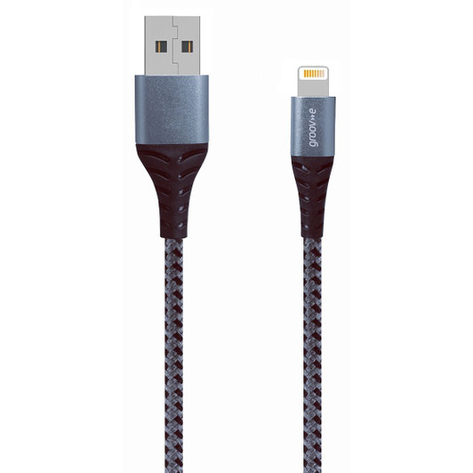 Groov-e MFI Lightning to USB-A Charging Cable 1M Braided - Space Grey