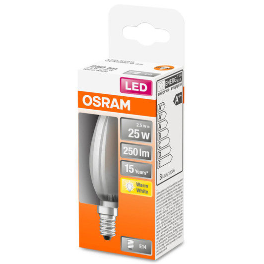 Osram LED Lamps for Line Voltage Frosted Filament 2.5 W 1 PACK 250 Im Warm White