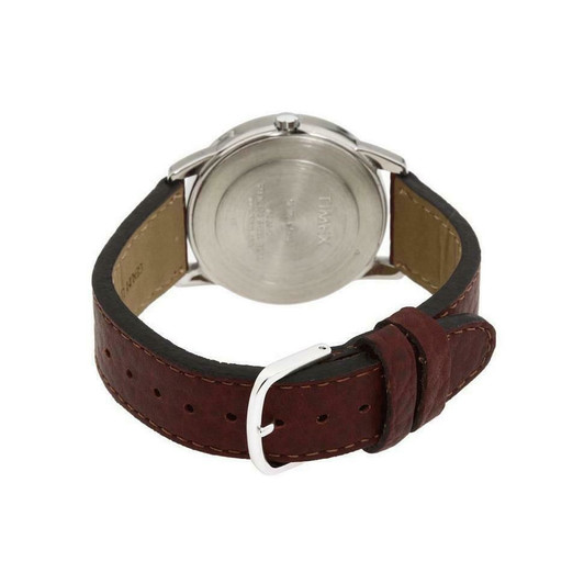 Timex T20041 Men's Leather Strap Analog Wrist Watch White Dial WR 30 M 35mm