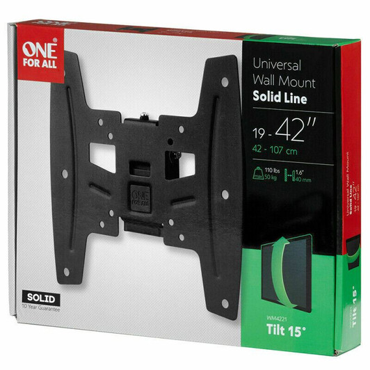 One For All Universal TV Bracket Wall Mount 19-42 inch Tilt Solid Series WM4221