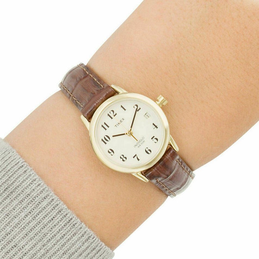 Timex T20071 Easy Reader Analouge Ladies Watch Leather Strap Night Light Brown