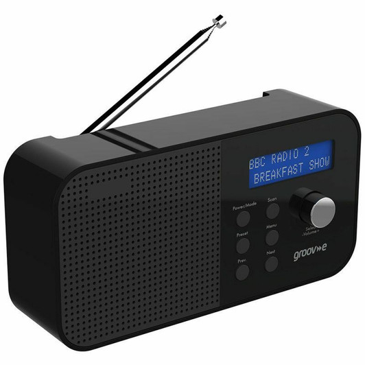 Groov-e GVDR04BK New Venice Portable DAB/FM Digital Radio Dual Alarm LCD Black