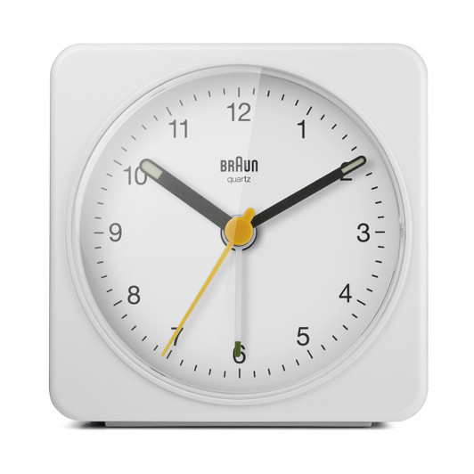 Braun Classic Analogue Alarm Clock with Snooze and Light - White