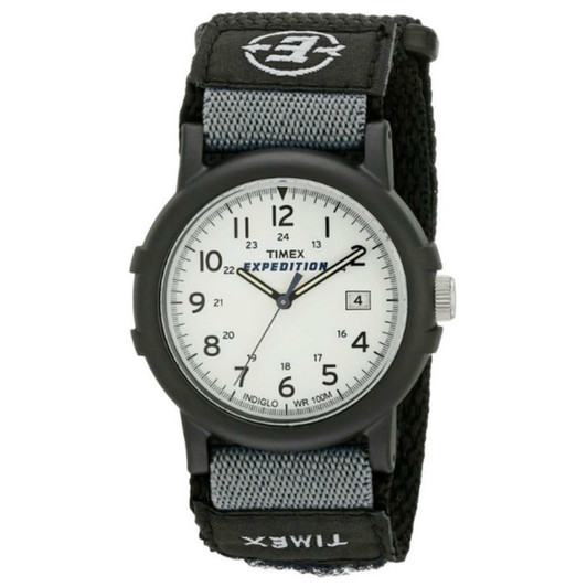 Timex Mens Camper Wrist Watch Analog Display Black Resin Case White Face Casual