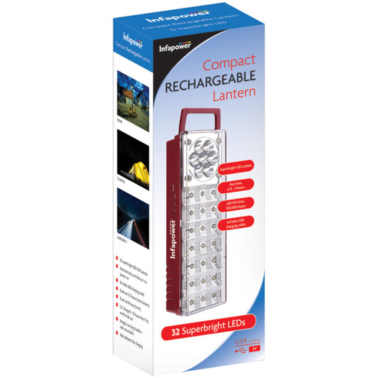 Infapower 32 LED Compact Rechargeable Lantern with USB Charging