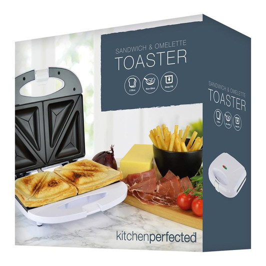 KitchenPerfected 2 Slice Sandwich & Omelette Maker Toaster Non-Stick 750W
