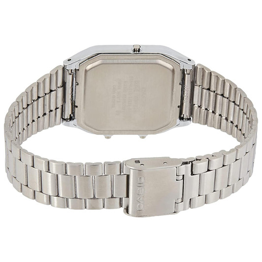 Casio Classic Dual time Watch for Men's Water Resistant Silver with White Dial