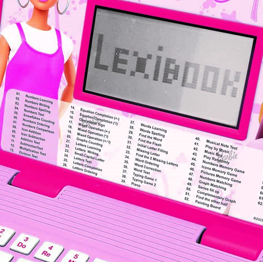 Lexibook JC598BBi2 Barbie, Educational and Bilingual Laptop in English/Spanish, Toy for Children with 124 Activities to Learn, Play Games and Music, Pink