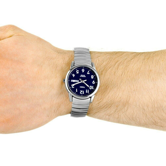 Timex T20031 Mens Indiglo Easy Reader Watch Stainless Steel Expansion Band NEW