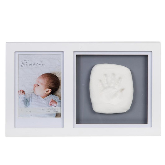 Bambino White Photo Frame & Clay Print Kid's Tiny Handprint Gift For Newborn