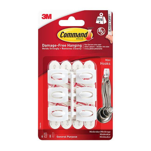3M Command White Mini Hooks│Easy to Apply│225g Hold Strongly│Damage Free Hanging