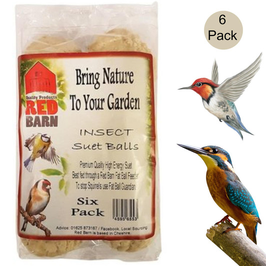 Red Barn Premium Garden Wild Bird Insect Suet Fat Balls Feed│6 Pack
