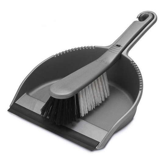 Addis Stiff Dustpan & Brush Set│Easy to Use & Clean for House│Metallic Silver