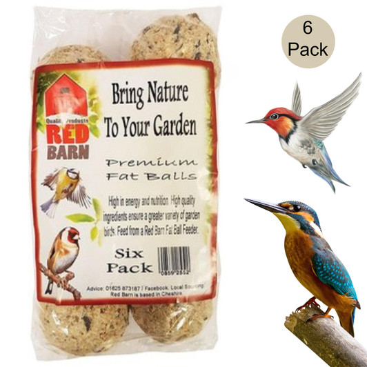 Red Barn Premium Wild Bird Feed Suet Fat Balls - no nets│6 Pack