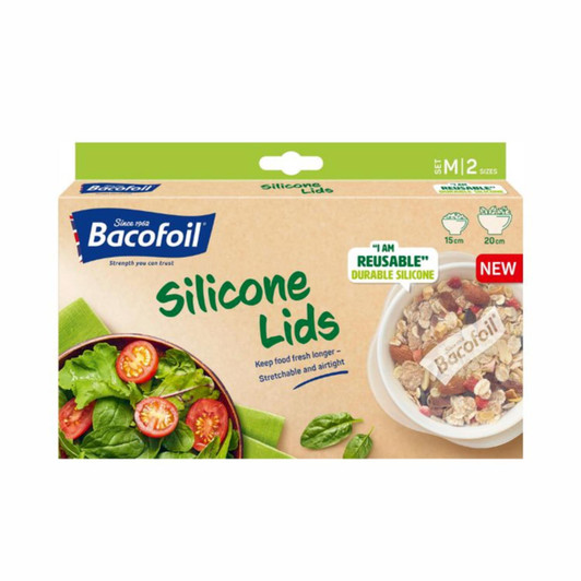 Bacofoil Medium Reusable Durable Silicone Lids│Stretchable & Airtight│15cm, 20cm