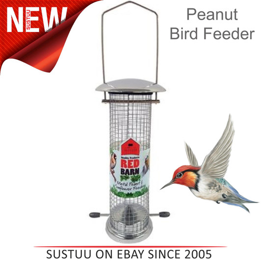 Red Barn Wild Bird Garden Outdoor Hanging Metal Peanut Feeder