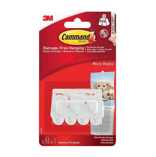 3M Command Micro Hooks│Light-Weight│Damage Free Hanging│Holds Strongly│White