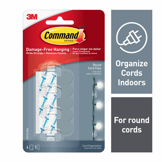3M Command Clear Round Cord Clip│Damage-Free Hanging│Hold Strongly│Easy to Apply