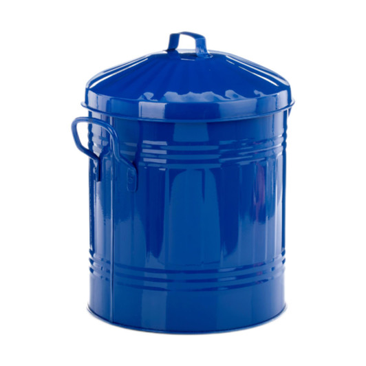 Leecroft Metal Mini Bin Rubbish Waste Dustbin with Lids for House & Garden - Blue