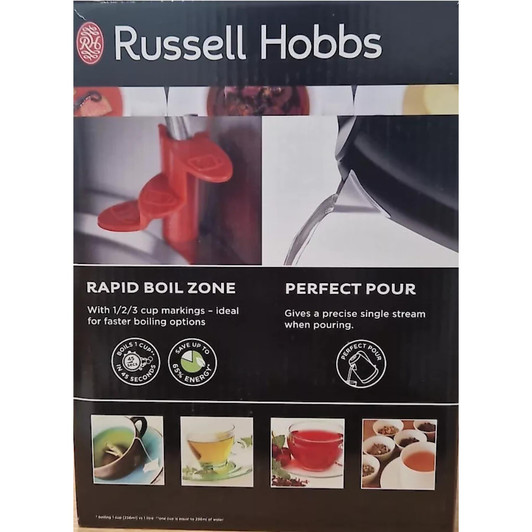 Russell Hobbs 20413 Colour Plus Kettle 70% Energy Saving 3000W 1.7L 360* Black