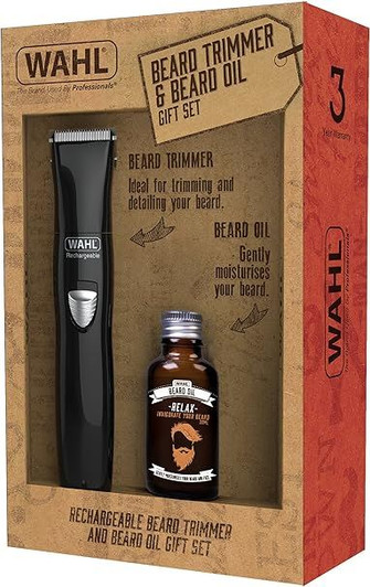 Wahl Beard Trimmer & Beard Oil Gift Set  Recharge
