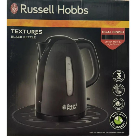 Russell Hobbs 21271 Textures Plastic Kettle 1.7 L 3000 W Washable Filter Black