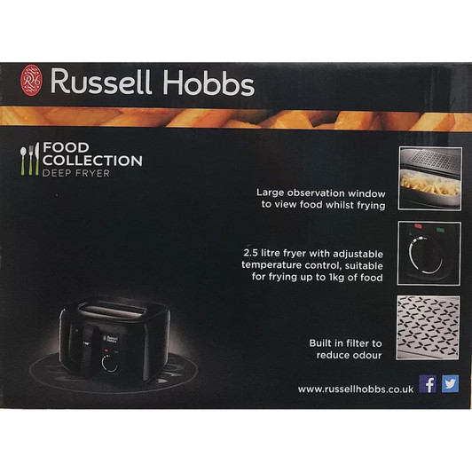 Russell Hobbs Deep Maxi Fryer 2.5L 4 Portions Adjustable Thermostat 1800W Black