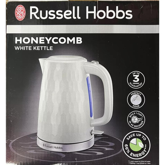 Russell Hobbs Kettle  1.7L  3kW  Honeycomb  White