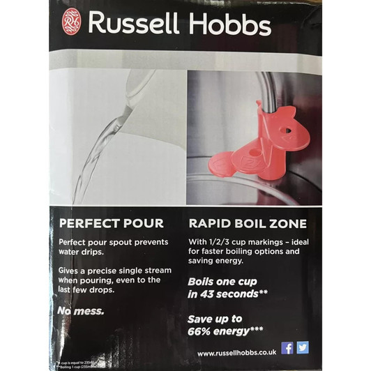 Russell Hobbs Kettle  1.7L  3kW  Honeycomb  White
