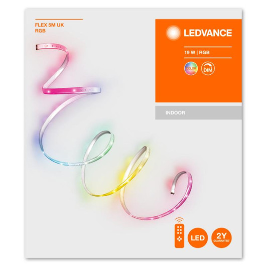 Ledvance LED Flex Colour Changing RGBW with Remote Control 5M Flex UK Plug