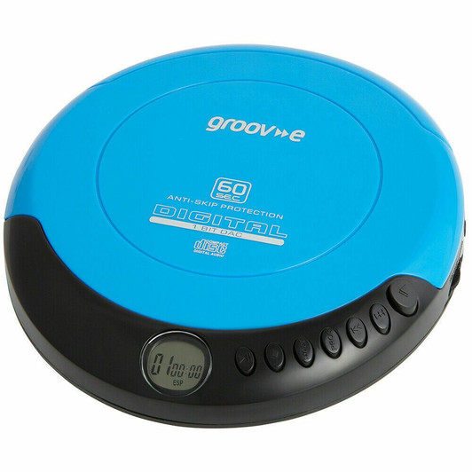 Groov-e Retro Series Personal Portable CD Player with Earphones LCD Display Blue