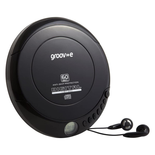 Groov-e Retro Series Personal Portable CD Player with Earphone LCD Display Black