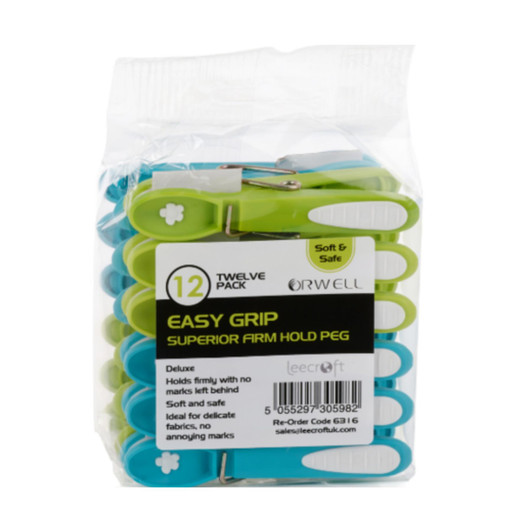 Orwell Easy Grip Superior Firm Hold Peg Soft & Safe for Delicate Fabrics 12pk