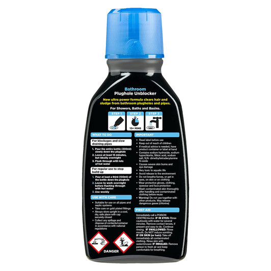 Buster Bathroom Drain Unblocker Dissolves Hair and Sludge 3 Doses 900ml