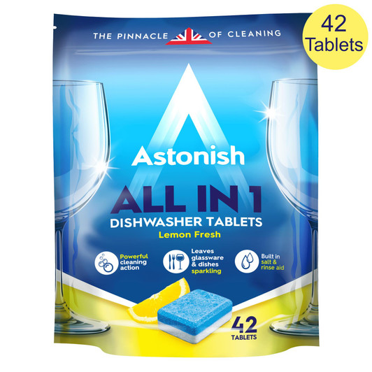 Astonish All in 1 Dishwasher Tablets Lemon Fresh Scent 42 Tablets Pack