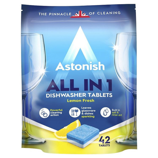 Astonish All in 1 Dishwasher Tablets Lemon Fresh Scent 42 Tablets Pack