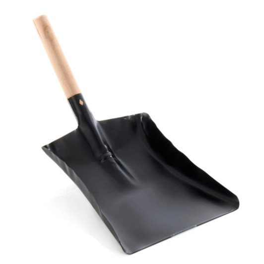 Leecroft Sooty Metal Hand Coal Fireplace Shovel/Dustpan with Wooden Handle 9"