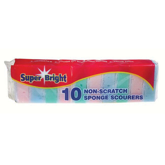 Superbright Non Scratch Sponge Scourers - 10 Pack For Removing Burns & Stains