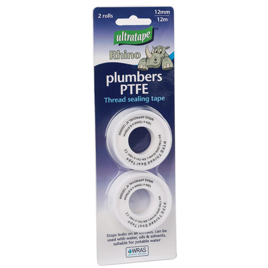 Ultratape Water Plumbing PTFE Plumber Tape Teflon Sealing Tape 12mm x 12m 2 Pack